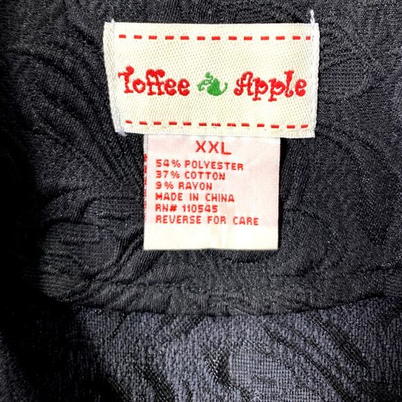 Toffee Apple Dress Coat Womens XXL Black Floral Button Up Jacket Pockets Unlined - Picture 3 of 12